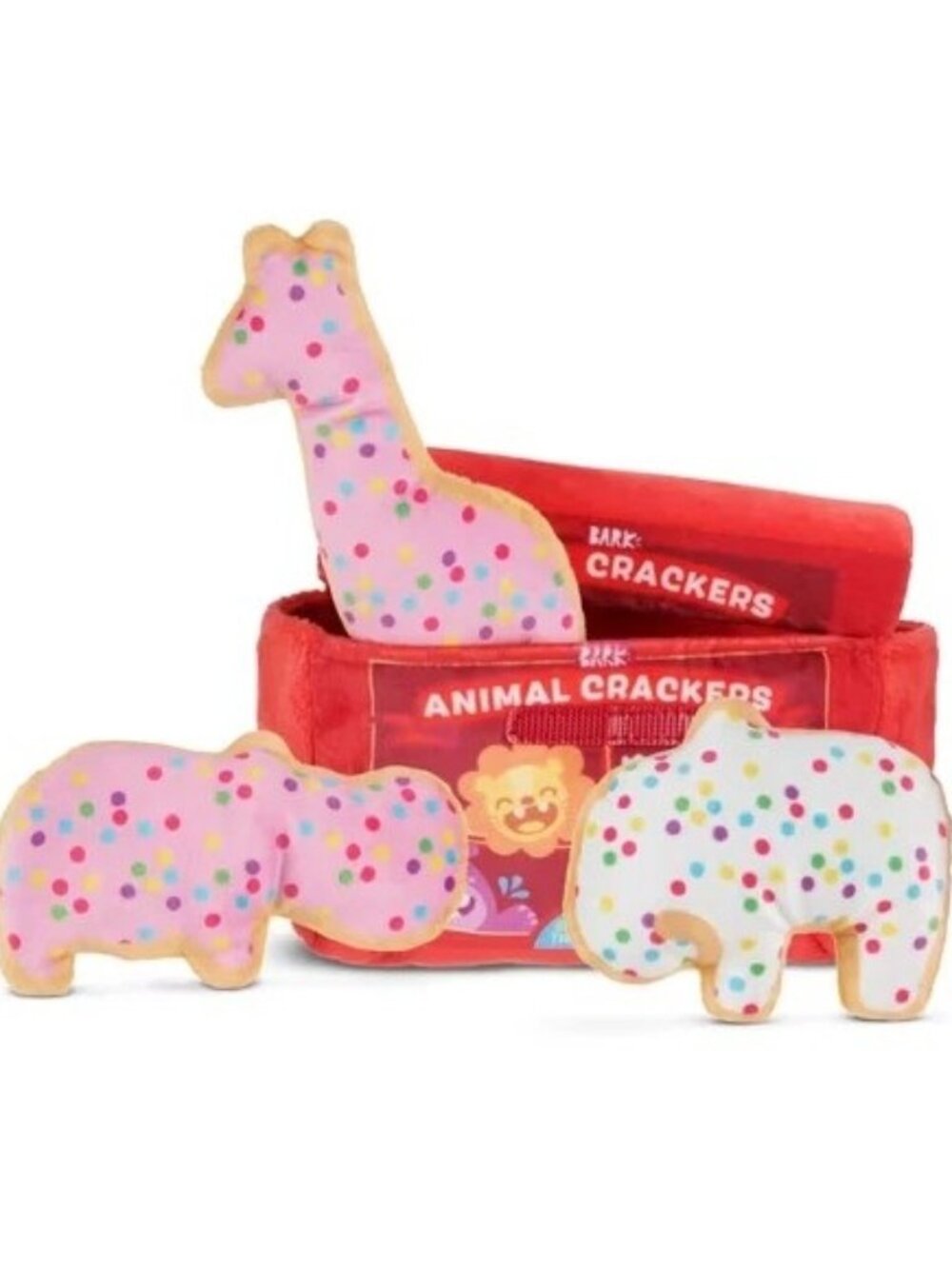 BARK Animal Squeakers Animal Crackers Snacks Plush Dog Toy XS/S